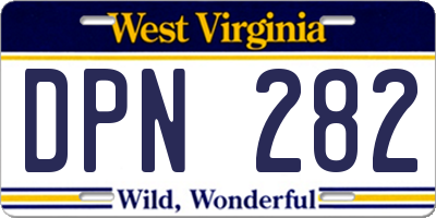 WV license plate DPN282