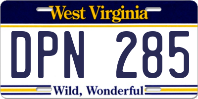 WV license plate DPN285