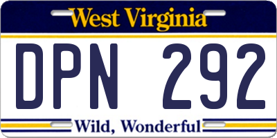 WV license plate DPN292