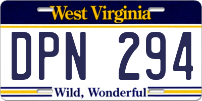 WV license plate DPN294
