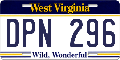 WV license plate DPN296