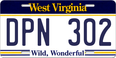 WV license plate DPN302