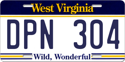 WV license plate DPN304