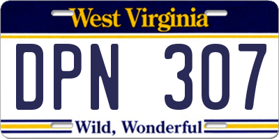 WV license plate DPN307