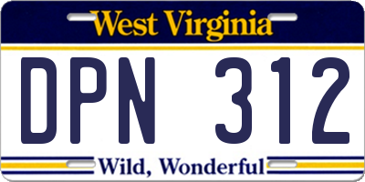 WV license plate DPN312