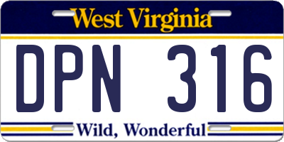 WV license plate DPN316