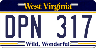 WV license plate DPN317