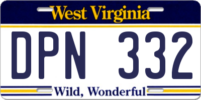 WV license plate DPN332