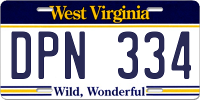 WV license plate DPN334
