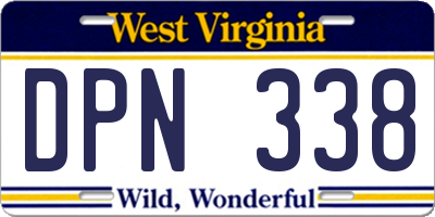 WV license plate DPN338