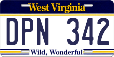 WV license plate DPN342
