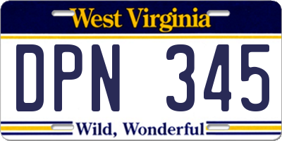 WV license plate DPN345