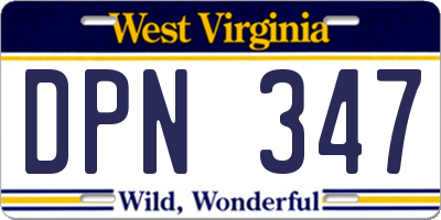 WV license plate DPN347