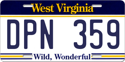 WV license plate DPN359