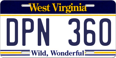 WV license plate DPN360