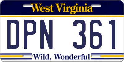 WV license plate DPN361