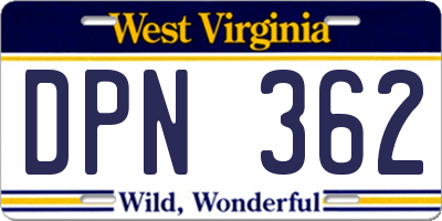 WV license plate DPN362