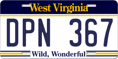 WV license plate DPN367