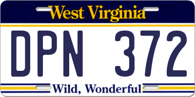 WV license plate DPN372