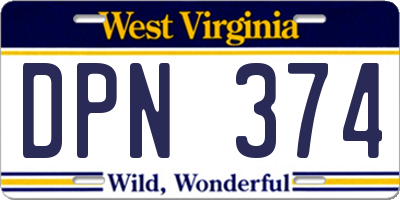 WV license plate DPN374