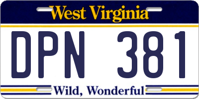 WV license plate DPN381