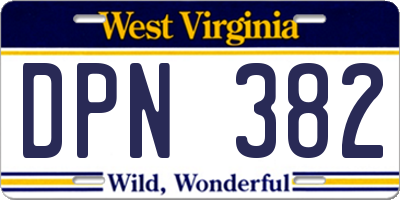 WV license plate DPN382