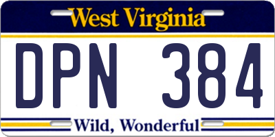 WV license plate DPN384
