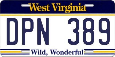 WV license plate DPN389