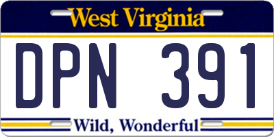 WV license plate DPN391