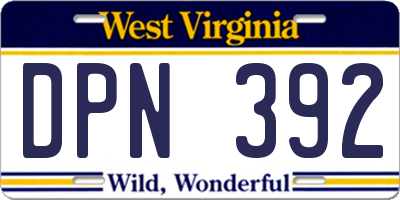 WV license plate DPN392