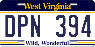 WV license plate DPN394