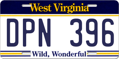 WV license plate DPN396