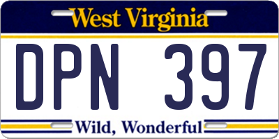 WV license plate DPN397