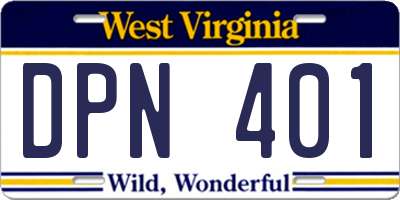 WV license plate DPN401