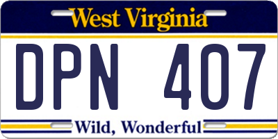 WV license plate DPN407