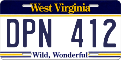WV license plate DPN412