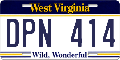 WV license plate DPN414