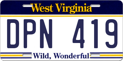 WV license plate DPN419