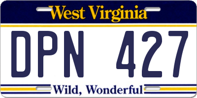 WV license plate DPN427