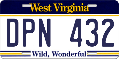 WV license plate DPN432