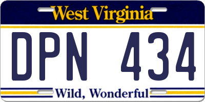 WV license plate DPN434