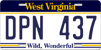 WV license plate DPN437
