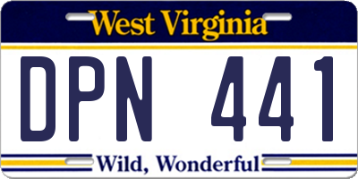 WV license plate DPN441