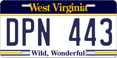 WV license plate DPN443