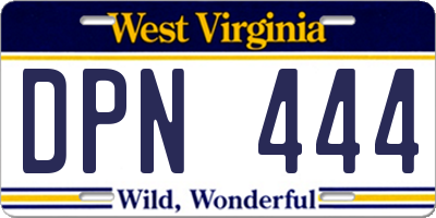 WV license plate DPN444