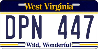 WV license plate DPN447