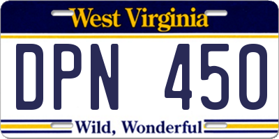 WV license plate DPN450