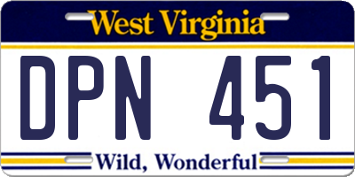 WV license plate DPN451
