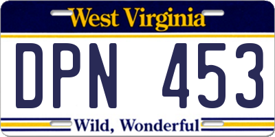 WV license plate DPN453