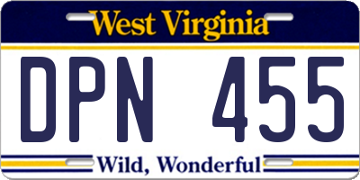 WV license plate DPN455